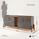 Ver imagem 2 de Conjunto Buffet + Cristaleira Lizz Cinza Pérola 190cm Casa D Móveis
