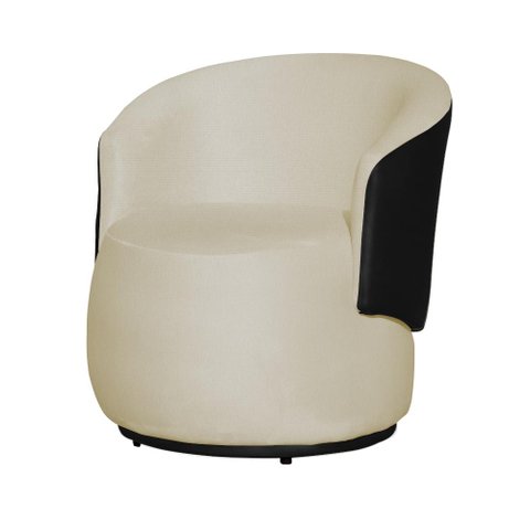 Poltrona Organica Recepção para Sala Aisha Corano Preto e Suede Marfim - Incasa Decor