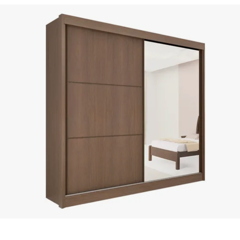 Guarda Roupa Titanium com Espelho Castanho - D Doro Móveis