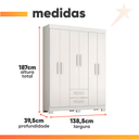 Ver imagem 5 de Guarda Roupas Casal 6 Portas 2 Gavetas Libano Branco Flex Notável