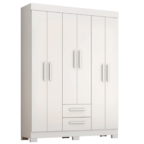 Guarda Roupas Casal 6 Portas 2 Gavetas Libano Branco Flex Notável