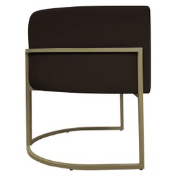 Poltrona Decorativa Recepção Luna Corino Base de Ferro Champagne - 6