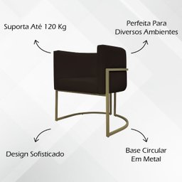 Poltrona Decorativa Recepção Luna Corino Base de Ferro Champagne - 3