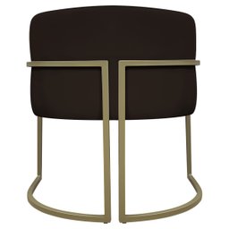 Poltrona Decorativa Recepção Luna Corino Base de Ferro Champagne - 8
