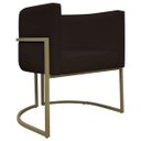 Ver imagem 1 de Poltrona Decorativa Recepção Luna Corino Base de Ferro Champagne