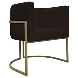 Poltrona Decorativa Recepção Luna Corino Base de Ferro Champagne - 1