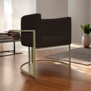 Ver imagem 2 de Poltrona Decorativa Recepção Luna Corino Base de Ferro Champagne