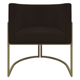 Poltrona Decorativa Recepção Luna Corino Base de Ferro Champagne - 5