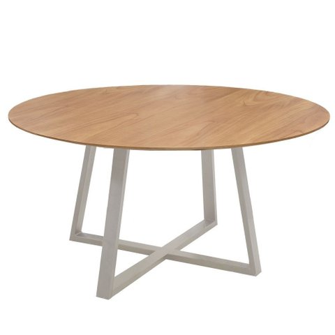 Conjunto Mesa Oliva 150cm 6 Cadeiras Londres Gol Decor Cinamomo/Branco/Marrom/Branco