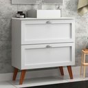 Ver imagem 1 de Gabinete para Banheiro com Tampo e Cuba 80cm Retro Mdf Branco Milano - On Móveis
