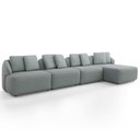 Ver imagem 5 de Sofá 5 Lugares com Chaise Direito Sala Living 328cm Arlo F04 Linho Cinza - Lyam Decor