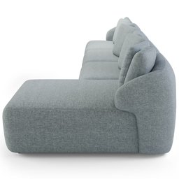 Sofá 5 Lugares com Chaise Direito Sala Living 334cm Arlo F04 Linho Cinza - Lyam Decor - 7