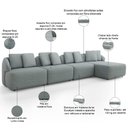 Ver imagem 3 de Sofá 5 Lugares com Chaise Direito Sala Living 328cm Arlo F04 Linho Cinza - Lyam Decor