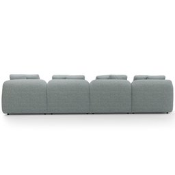 Sofá 5 Lugares com Chaise Direito Sala Living 334cm Arlo F04 Linho Cinza - Lyam Decor - 6