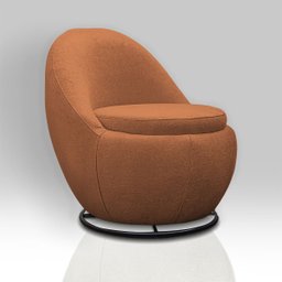 Poltrona Giratória Decorativa Forma Orgânica Reforçada Bouclé Dalila - 4