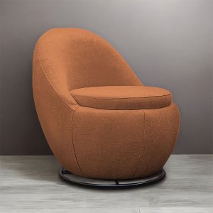 Poltrona Giratória Decorativa Forma Orgânica Reforçada Bouclé Dalila
