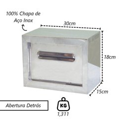 Caixa Correio Carta Condomínio Detras Inox Chave 15x30x18cm - 2