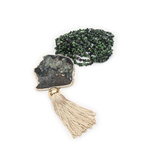 Acessório Decorativo Colar de Mesa Pedra Pedra Verde Esmeralda