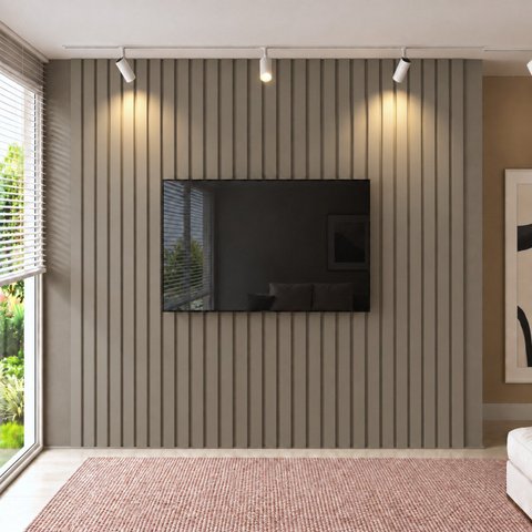 Painel para TV até 115 Polegadas Ripado MDF 270CMX300CM Cinza