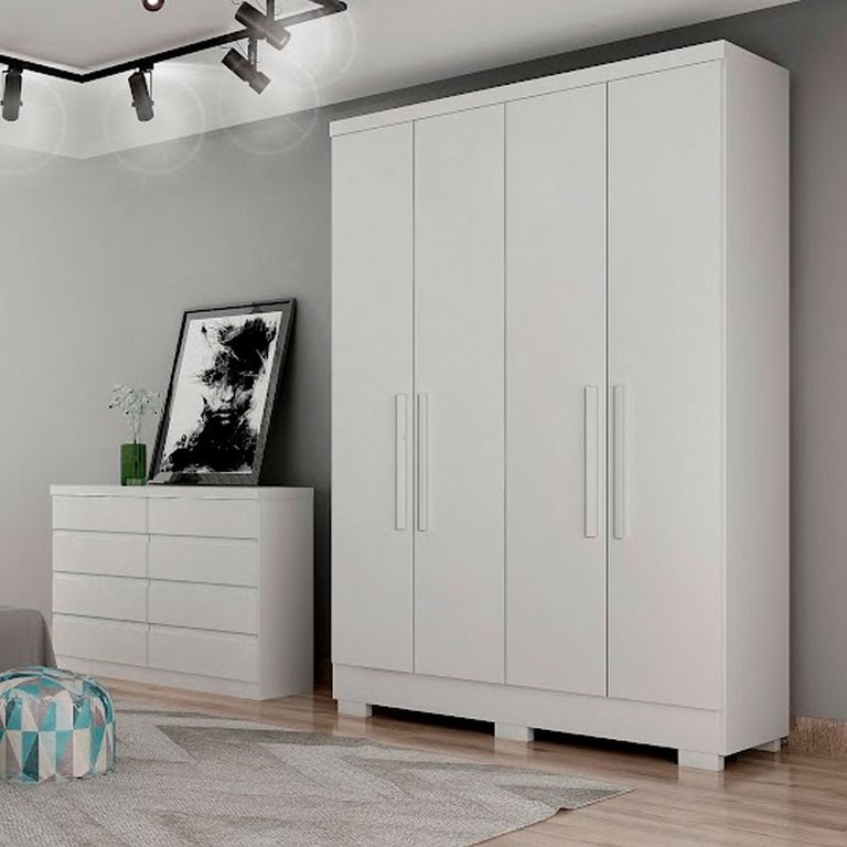 Guarda Roupa Quartzo 4 Portas 2 Gavetas com 6 Pés Clic Móveis