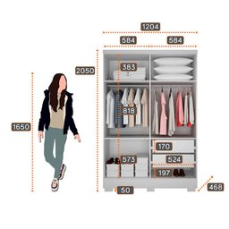 Guarda Roupa Quartzo 4 Portas 2 Gavetas com 6 Pés Clic Móveis - 4