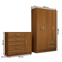Ver imagem 4 de Guarda-roupa Solteiro Natalie 4 Portas 2 Gavetas com Cômoda 1 Porta 5 Gavetas Cinamomo - Panorama Mó