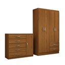 Ver imagem 3 de Guarda-roupa Solteiro Natalie 4 Portas 2 Gavetas com Cômoda 1 Porta 5 Gavetas Cinamomo - Panorama Mó