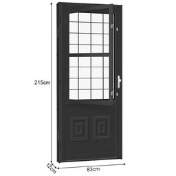 Porta de Aço Postigo Quadriculado Tradição 83x215 R120 Abertura Direita - 2