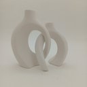 Ver imagem 2 de Kit 2 Vaso Decorativo Enfeite Casa Cerâmica 22x20x20 Branco