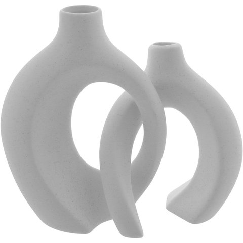 Kit 2 Vaso Decorativo Enfeite Casa Cerâmica 22x20x20 Branco