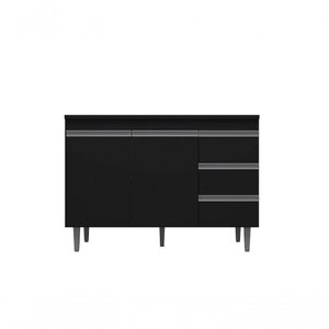 Balcão Gabinete De Pia Andréia 100Cm Preto S/ Tampo