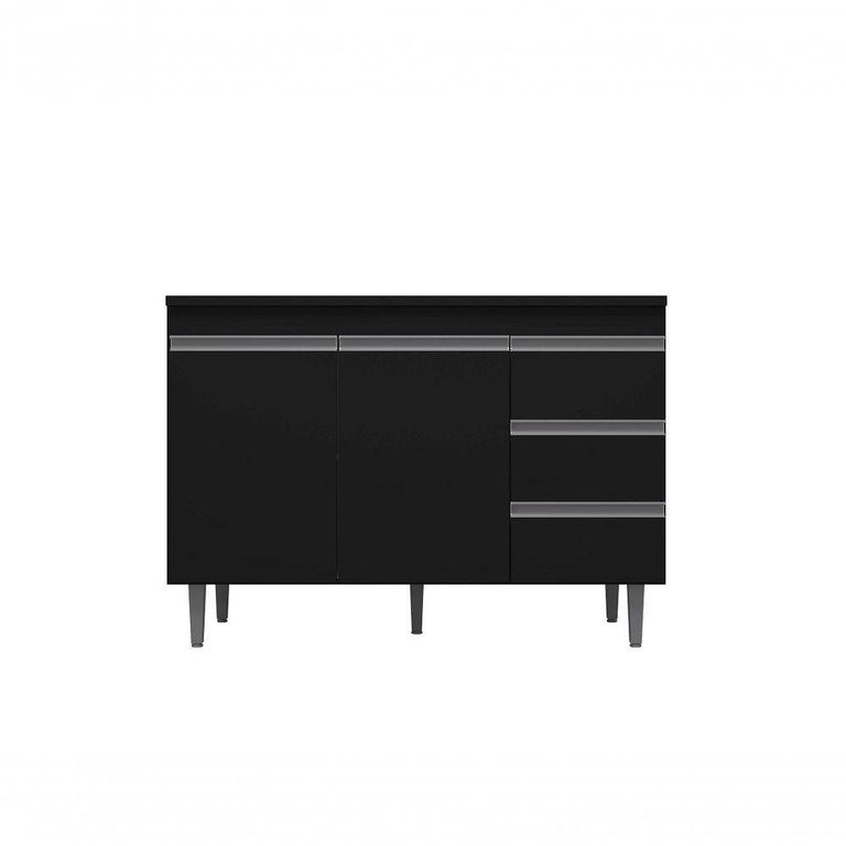 Balcão Gabinete De Pia Andréia 100Cm Preto S/ Tampo Balcão Gabinete De Pia Andréia 100Cm Preto S/ Tampo