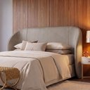 Ver imagem 1 de Cabeceira Estofada Alure para Cama Casal de 140cm Orgânica Curva Courissimo Bege - Desk Design