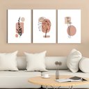 Ver imagem 1 de Kit 03 Quadros Minimalista Rose-1,20x0,60 - Quarto- Sala