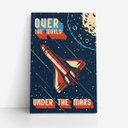 Ver imagem 1 de Quadro Foguete Espacial Retro Planeta Marte Canvas 60x40cm