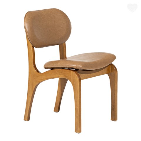 Cadeira de Jantar Estofada Rafine Madeira Castanho Impermeável Marrom