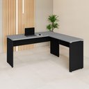 Ver imagem 1 de Escrivaninha em L F5 Office Moderno MDP 150cm Cinza Sagrado com Preto