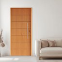 Ver imagem 1 de Kit Porta de Madeira 210x82cm Batente 14cm Fechadura Rolete Rodam Abertura Esquerda Marrom/Imbuia