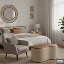 Ver imagem 2 de Puff Feijão Orgânico Tampo Corino Resistente Luxo Bouclé Off White