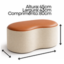 Ver imagem 3 de Puff Feijão Orgânico Tampo Corino Resistente Luxo Bouclé Off White