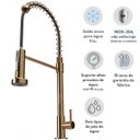 Ver imagem 2 de Torneira Gourmet Rosê Gold Bancada Cozinha Água Fria