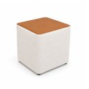 Ver imagem 1 de Puff Fixo Saraí Durango Caramelo | Boucle Plus Off White - Sallar Home