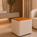 Ver imagem 2 de Puff Fixo Saraí Durango Caramelo | Boucle Plus Off White - Sallar Home