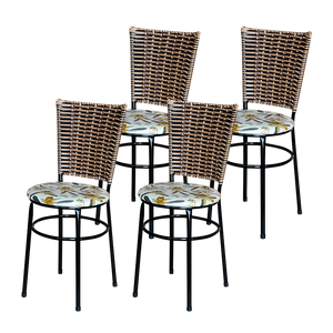 Kit 4 Cadeiras Cozinha Hawai Cappuccino Assento Estampado:floral Orquídea
