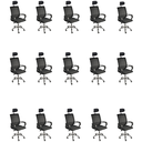 Ver imagem 1 de Kit 15 Cadeiras de Escritório Secretaria Diretor Roma Ergonômica com Apoio de Nuca
