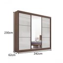 Ver imagem 2 de Guarda Roupa Cristal Casal 3 Portas Ripado 6 Gavetas com Pés D' Doro Castanho/off White/ripado