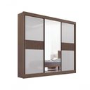 Ver imagem 1 de Guarda Roupa Cristal Casal 3 Portas Ripado 6 Gavetas com Pés D' Doro Castanho/off White/ripado