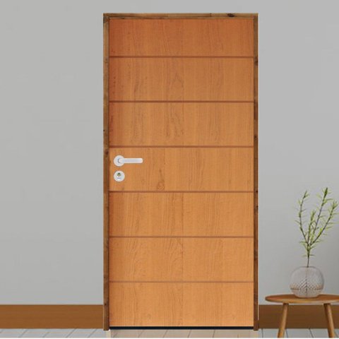 Kit Porta de Madeira 210x82cm Batente 14cm Fechadura Stilo Belissima 2 Rodam Abertura Esquerda