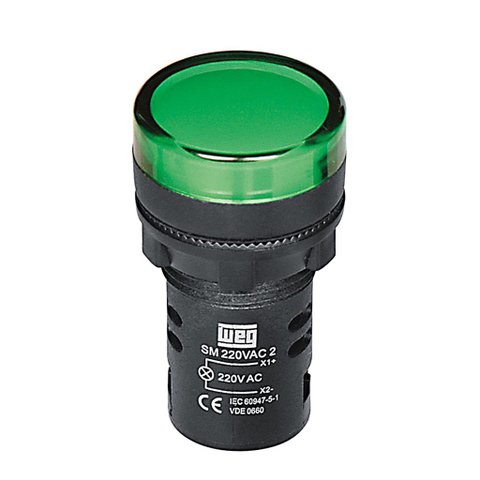 Sinaleiro Led Monobloco Redondo Plastico 220vca Verde Weg