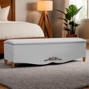 Ver imagem 6 de Recamier Baú Provençal 140cm para Cama Casal Linho - Sofa Store:linho Cinza Claro